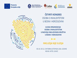 Na slici je Logo Četvrtog Kongresa osoba s invaliditetom koji sadrži i sve logotipe sponzora i donatora